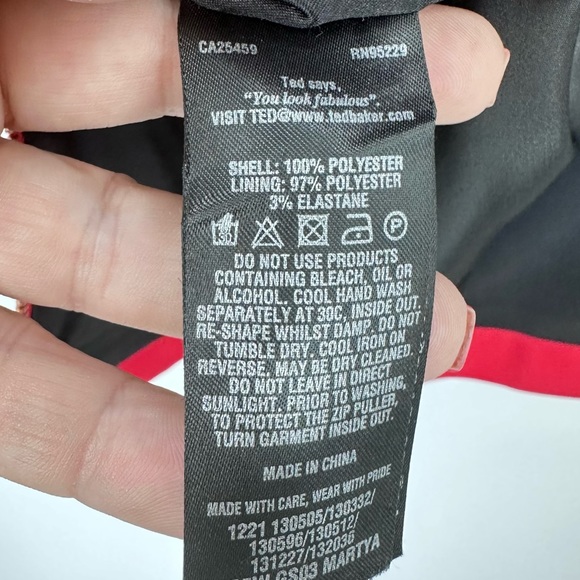 Ted Baker Pencil Skirt Black Pink Purple Color Block Exposed Zipper Womens 4 - Picture 3 of 7